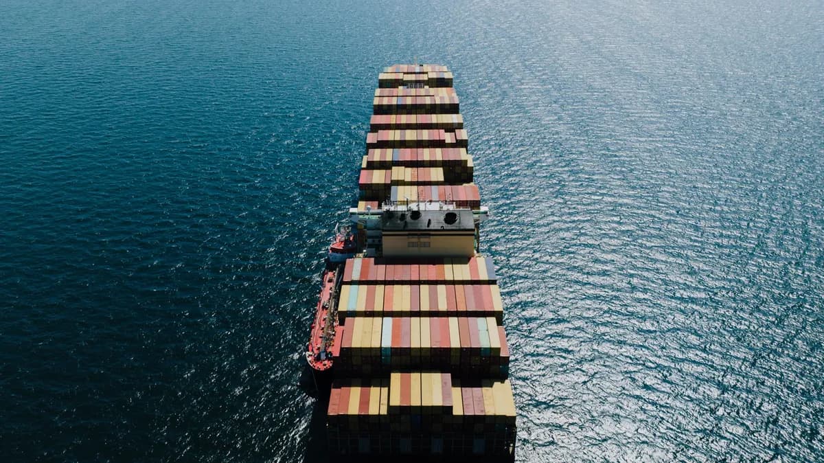 Container ship carrying freight across the ocean